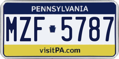 PA license plate MZF5787