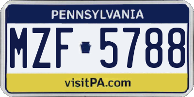PA license plate MZF5788