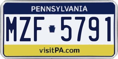 PA license plate MZF5791