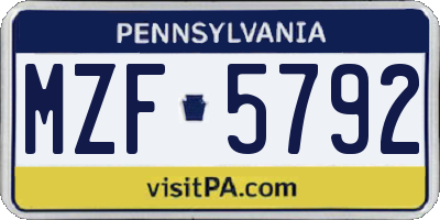 PA license plate MZF5792