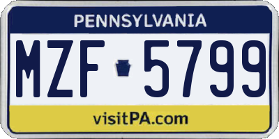PA license plate MZF5799