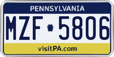 PA license plate MZF5806