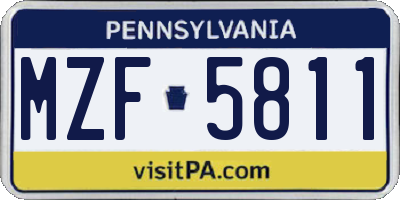 PA license plate MZF5811