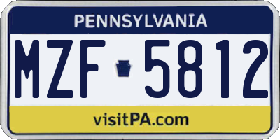 PA license plate MZF5812