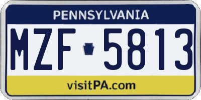 PA license plate MZF5813