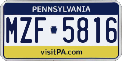 PA license plate MZF5816