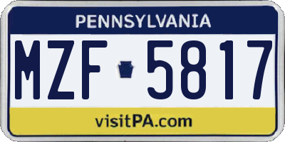 PA license plate MZF5817