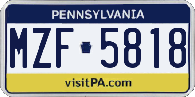 PA license plate MZF5818
