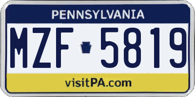 PA license plate MZF5819