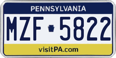PA license plate MZF5822