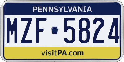 PA license plate MZF5824