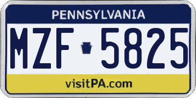 PA license plate MZF5825