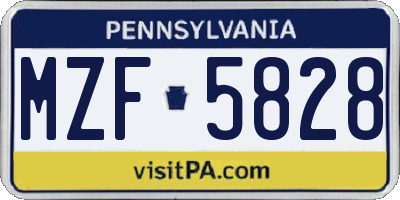 PA license plate MZF5828