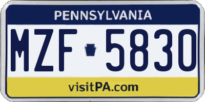 PA license plate MZF5830
