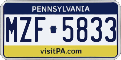 PA license plate MZF5833