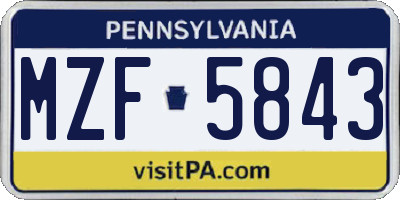 PA license plate MZF5843