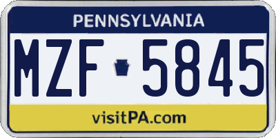 PA license plate MZF5845