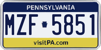 PA license plate MZF5851