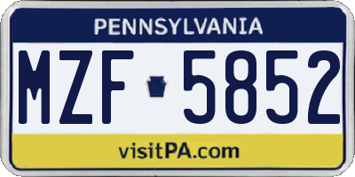 PA license plate MZF5852