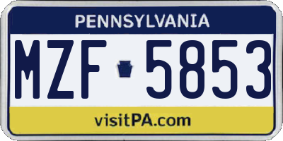PA license plate MZF5853