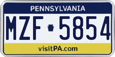 PA license plate MZF5854