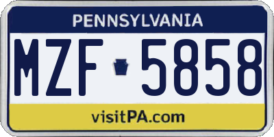 PA license plate MZF5858