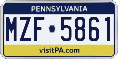 PA license plate MZF5861