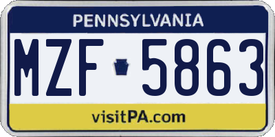PA license plate MZF5863