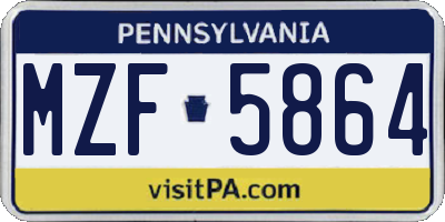 PA license plate MZF5864