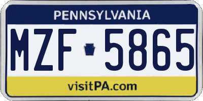 PA license plate MZF5865