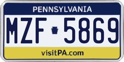 PA license plate MZF5869
