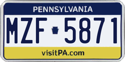 PA license plate MZF5871