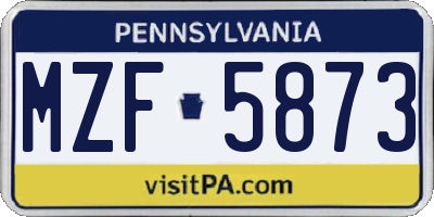PA license plate MZF5873