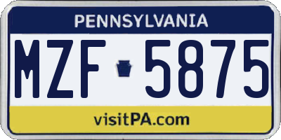 PA license plate MZF5875