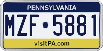 PA license plate MZF5881