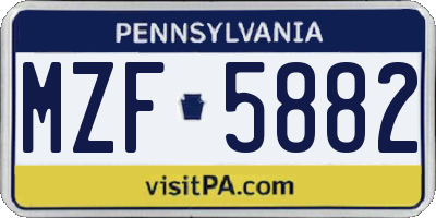 PA license plate MZF5882