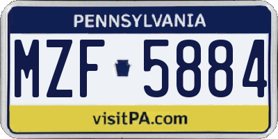 PA license plate MZF5884