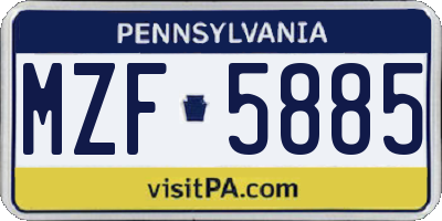 PA license plate MZF5885