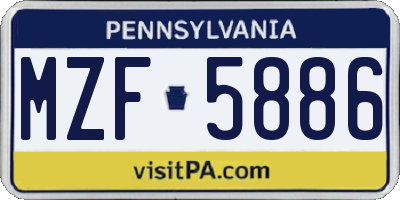 PA license plate MZF5886