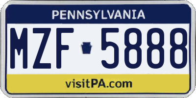 PA license plate MZF5888