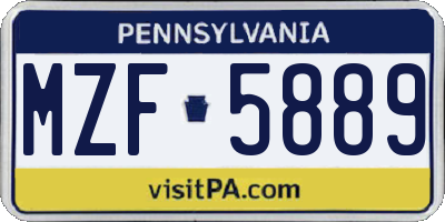 PA license plate MZF5889