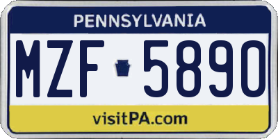 PA license plate MZF5890