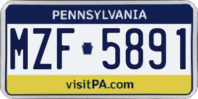 PA license plate MZF5891