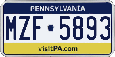 PA license plate MZF5893