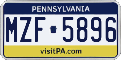PA license plate MZF5896