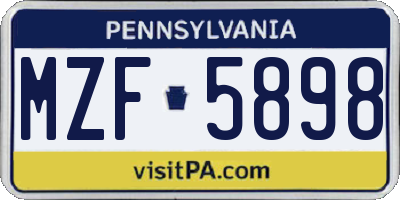 PA license plate MZF5898