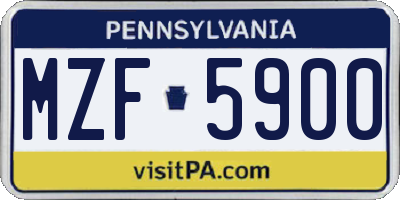 PA license plate MZF5900