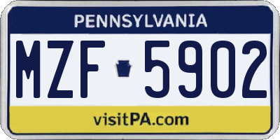 PA license plate MZF5902