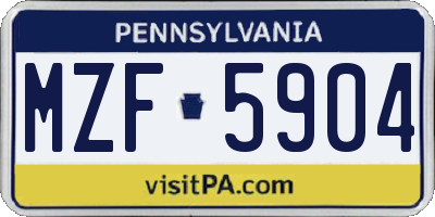 PA license plate MZF5904