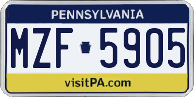 PA license plate MZF5905